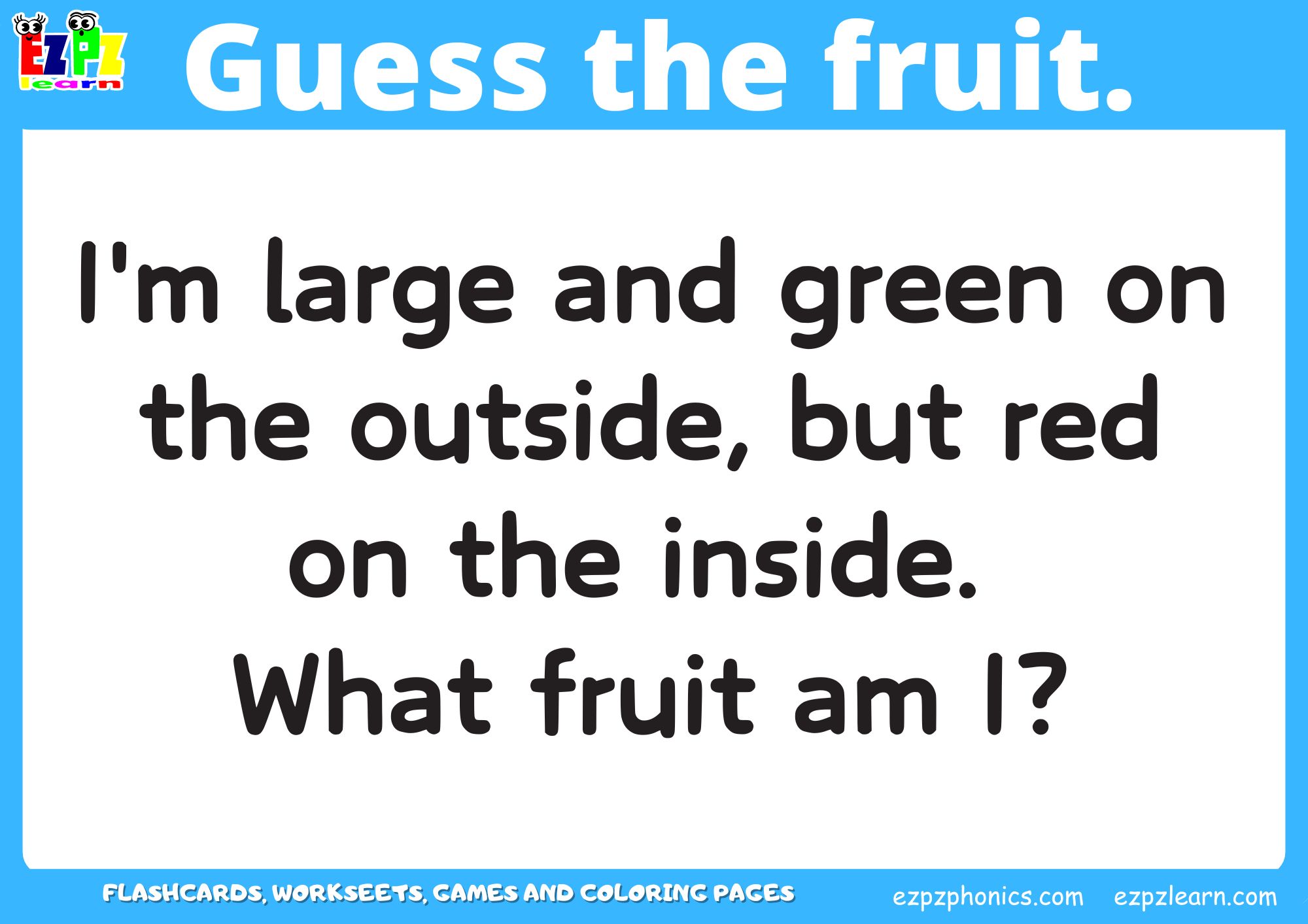 Fruit Guessing Game for Kids and ESL Students. Read the clues and then